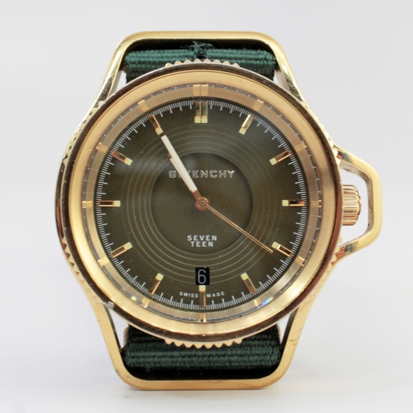 Givenchy's Seventeen Vegan Mens Gold Green Watch - Picture 2 of 8